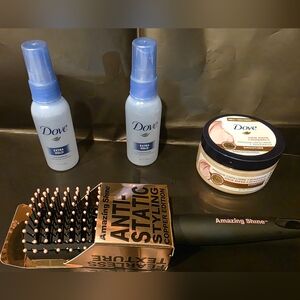 Dove Hair Care Set with Anti-Static Brush - Black and Copper